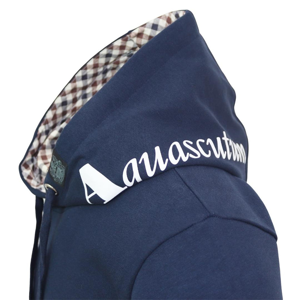 Aquascutum Branded Hood Navy Blue Hoodie