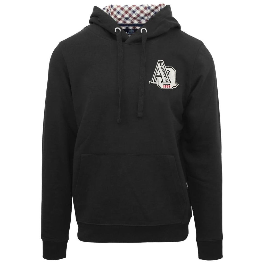 Aquascutum Aq 1851 Patch Logo Black Hoodie