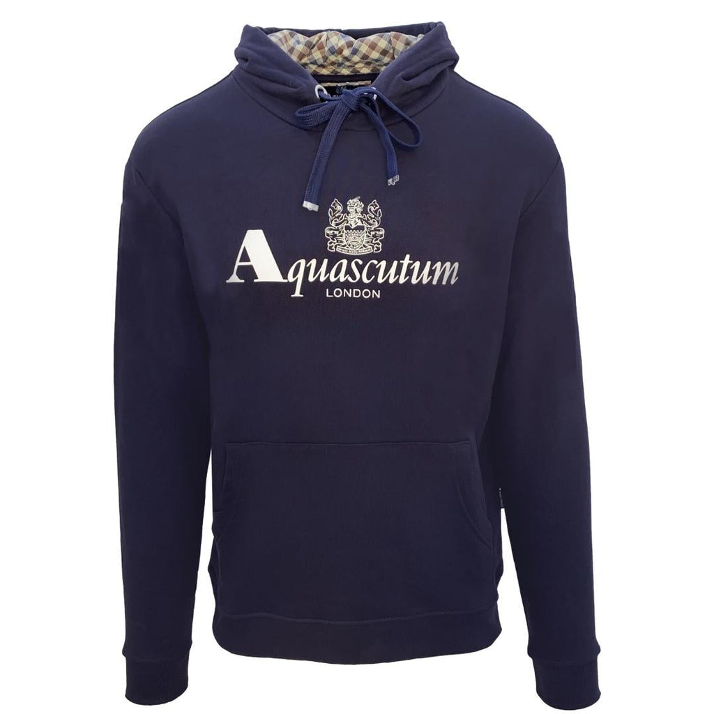 Aquascutum Classic Waterfield Logo Navy Hoodie