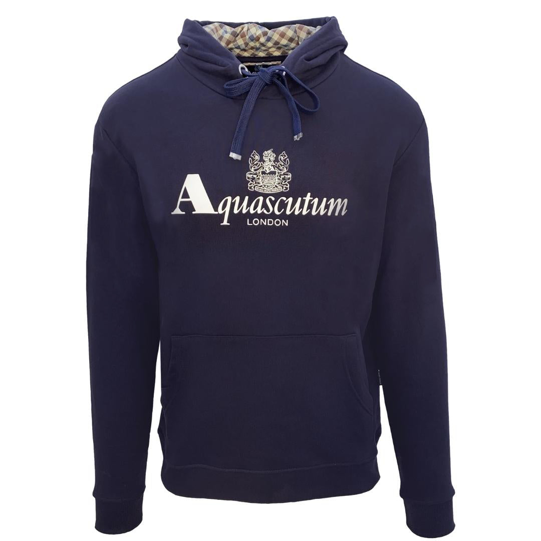 Aquascutum Classic Waterfield Logo Navy Hoodie