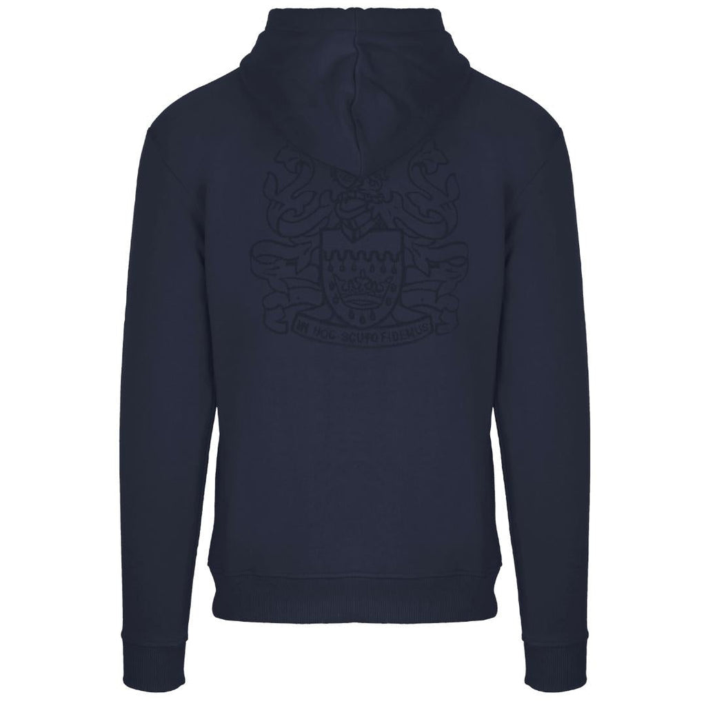 Aquascutum Box Gothic Logo Navy Blue Zip Up Hoodie
