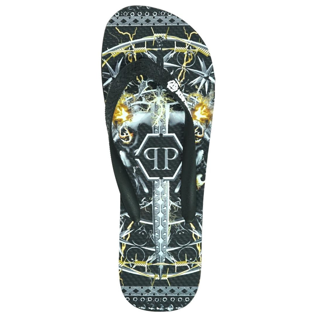 Philipp Plein Sword Logo Black Flip Flops IMPS901 99 41