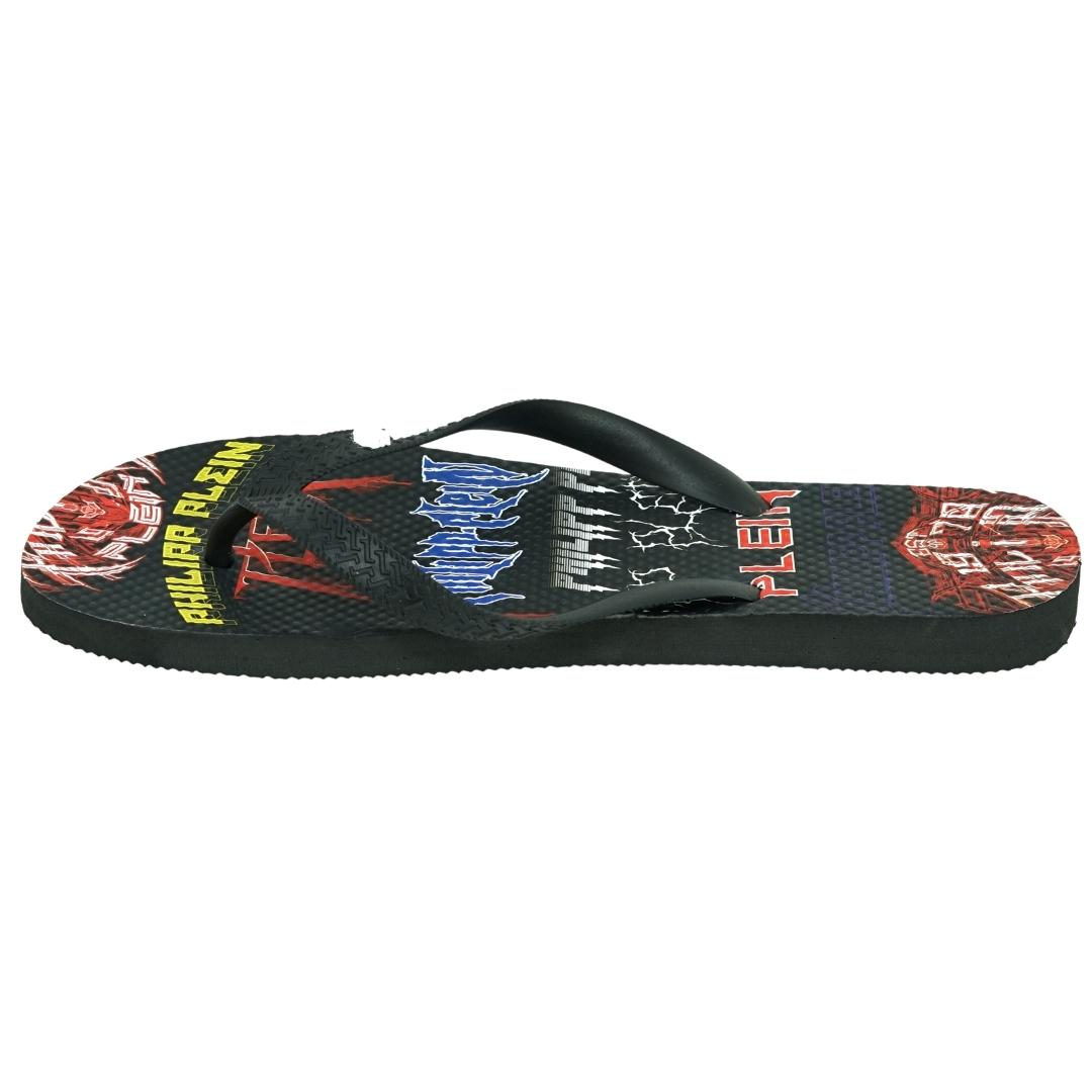 Philipp Plein Rock Logos Black Flip Flops
