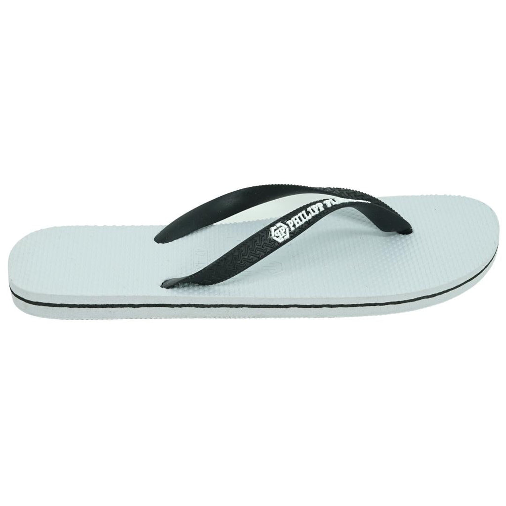 Philipp Plein Brand Logo White Flip Flops IMPS904 01B 41