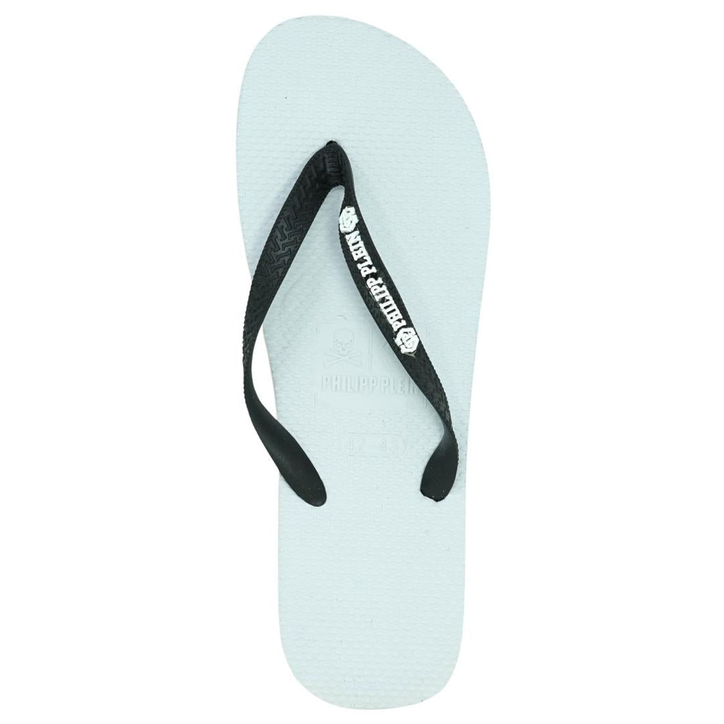 Philipp Plein Brand Logo White Flip Flops IMPS904 01B 41