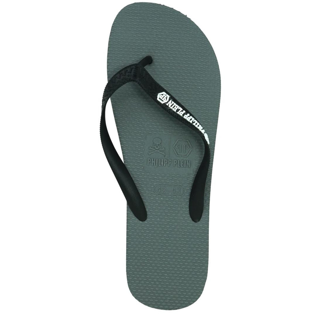 Philipp Plein Brand Logo Grey Flip Flops