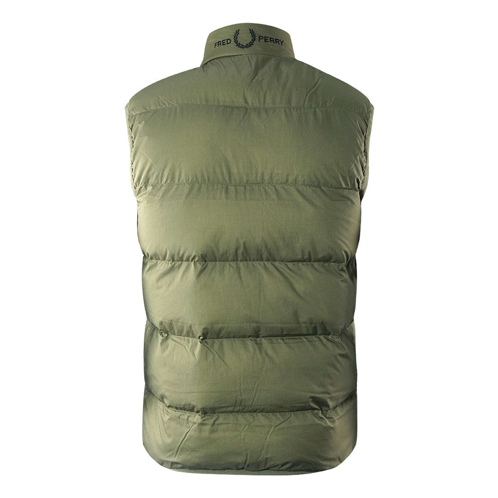 Fred Perry Insulated Quilted Uniform Green Gilet Jacket J4566 Q55