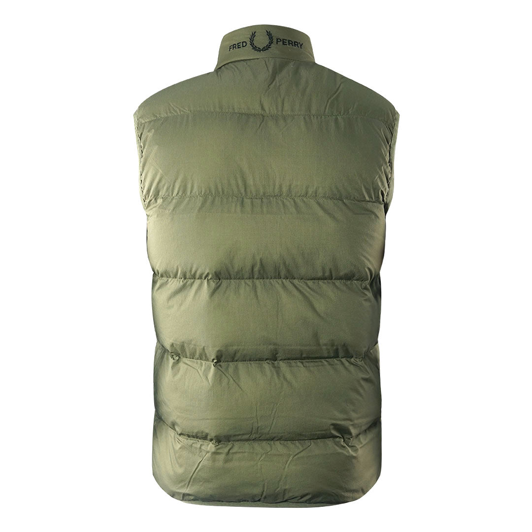 Fred Perry Insulated Quilted Uniform Green Gilet Jacket J4566 Q55