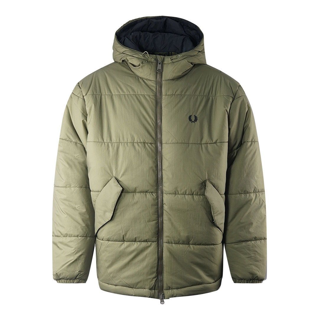 Fred Perry Uniform Green Primaloft Isulated Hooded Jacket J4588 Q55