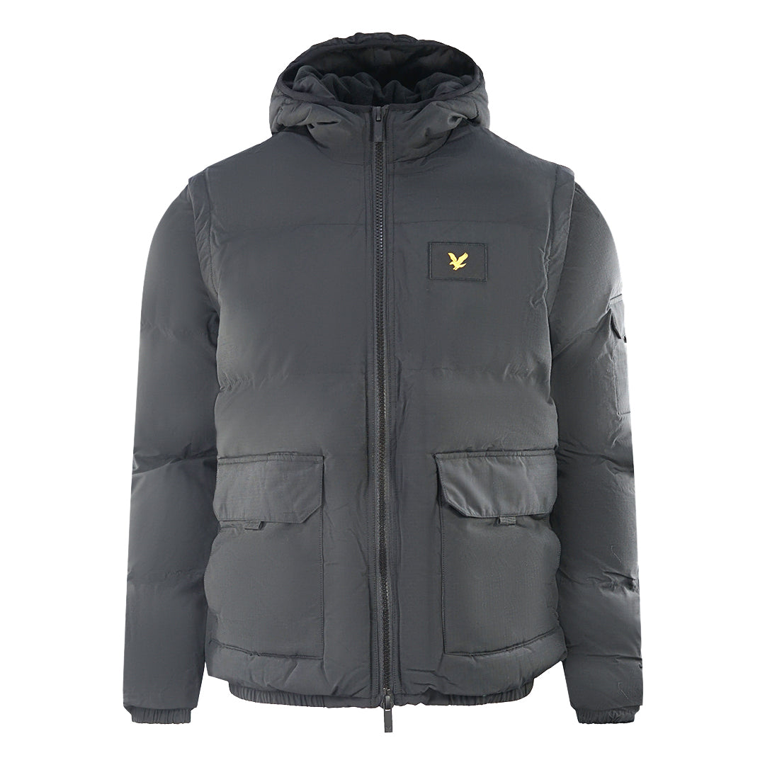 Lyle Scott 2 In 1 Ripstop Black Puffer Jacket