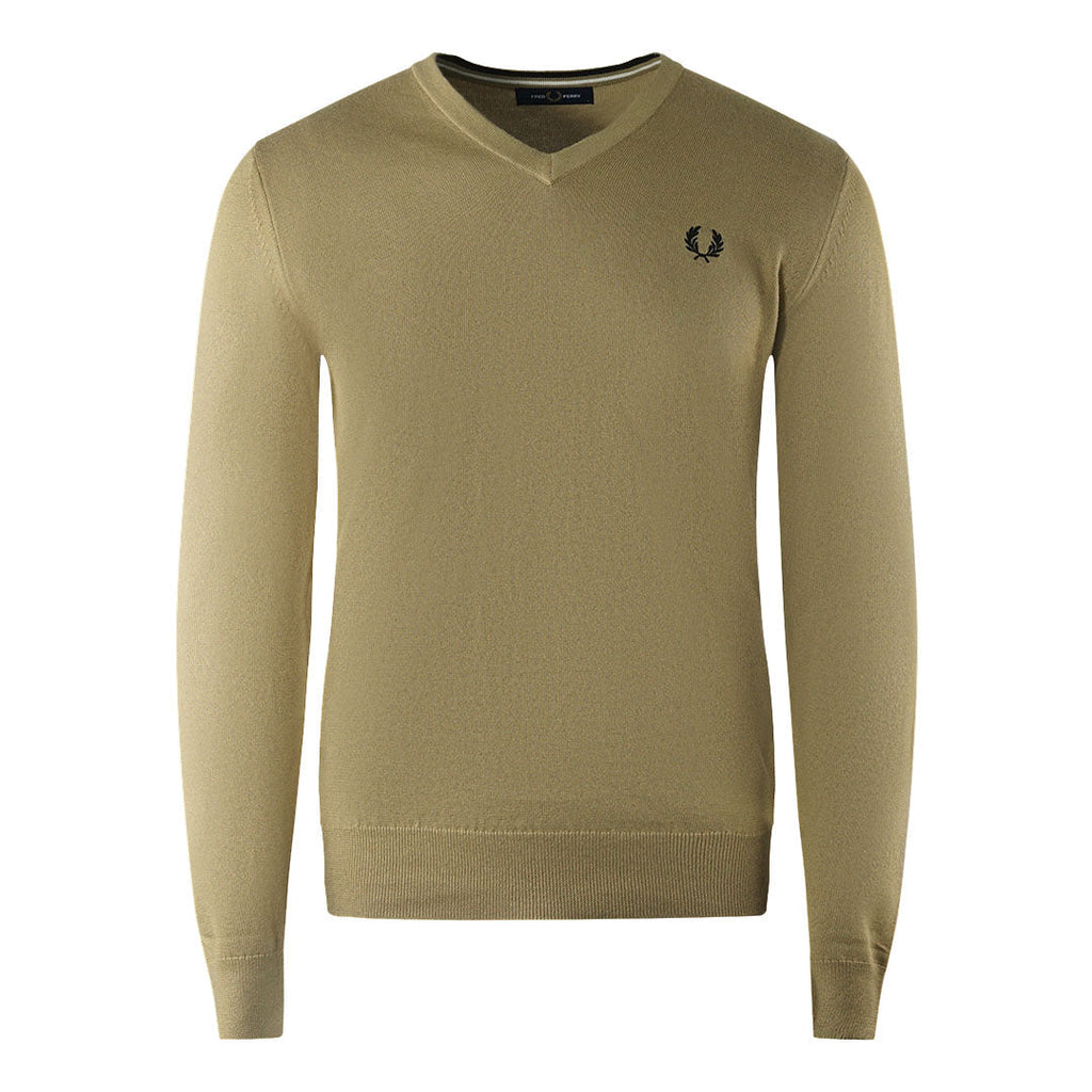 Fred Perry Warm Stone Beige V Neck Jumper