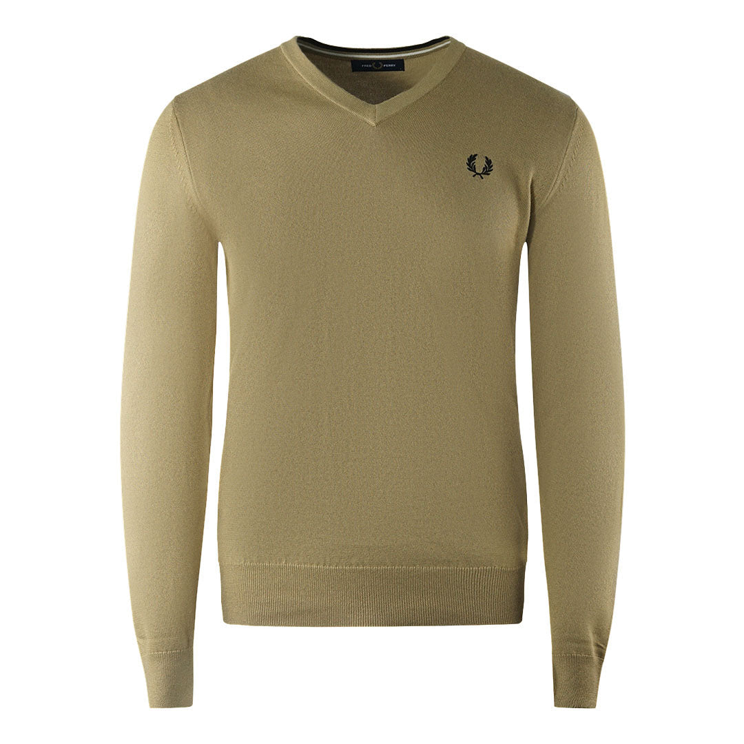 Fred Perry Warm Stone Beige V Neck Jumper