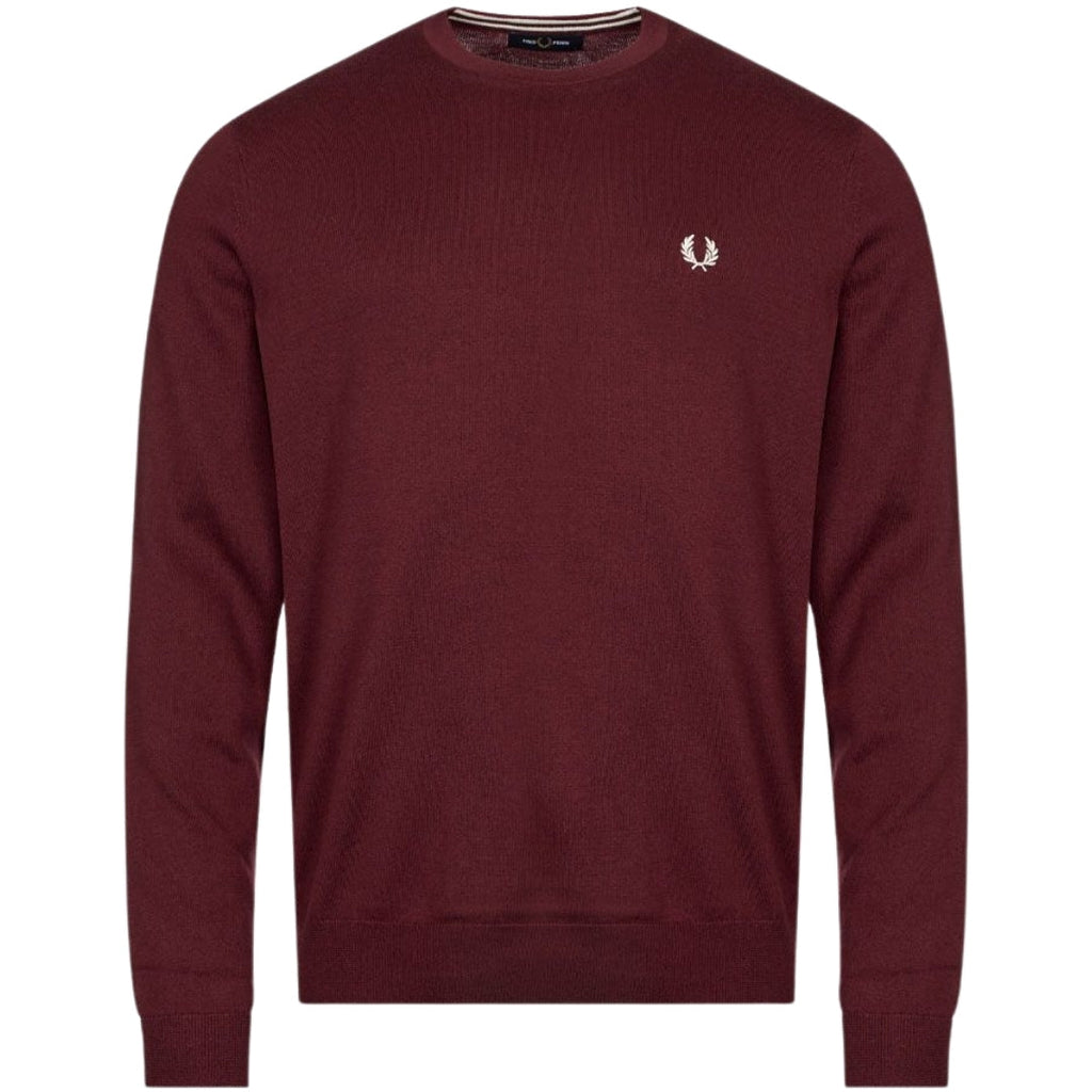 Fred Perry Ox Blood V Neck Burgundy Jumper K9601 597