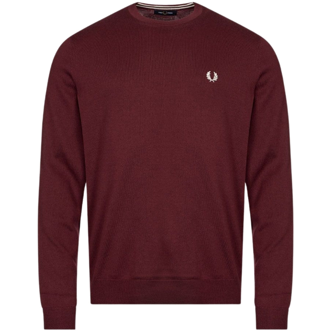 Fred Perry Ox Blood V Neck Burgundy Jumper K9601 597