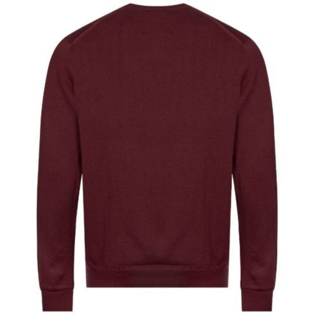 Fred Perry Ox Blood V Neck Burgundy Jumper K9601 597