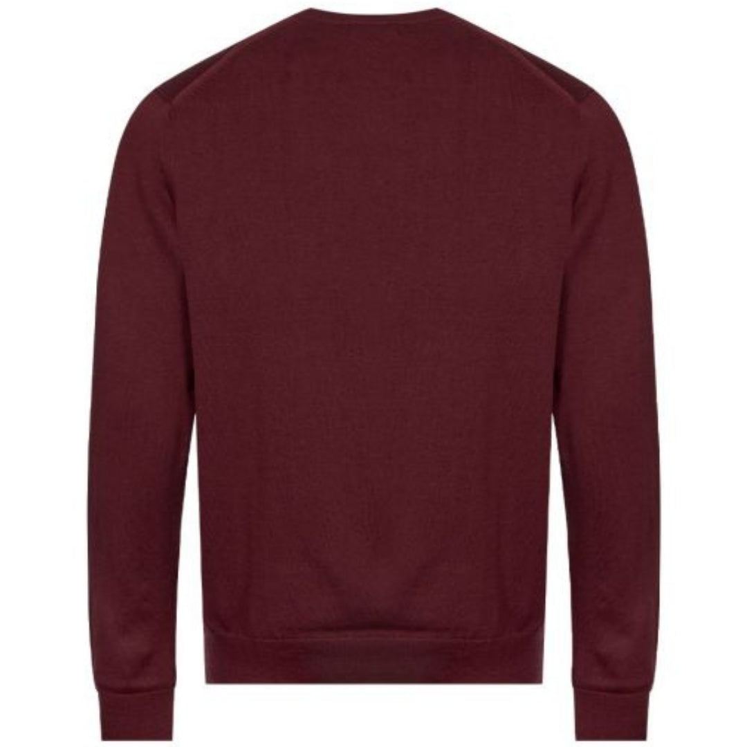 Fred Perry Ox Blood V Neck Burgundy Jumper K9601 597