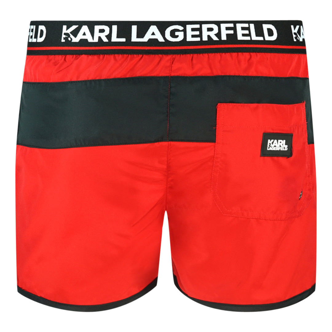 Karl Lagerfeld Taped Logo Red Swim Shorts