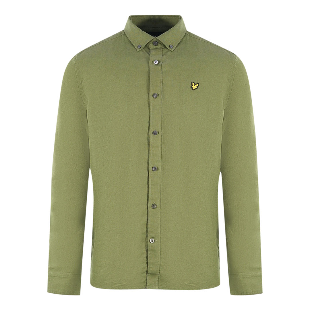 Lyle Scott Green Long Sleeved Cotton Linen Shirt