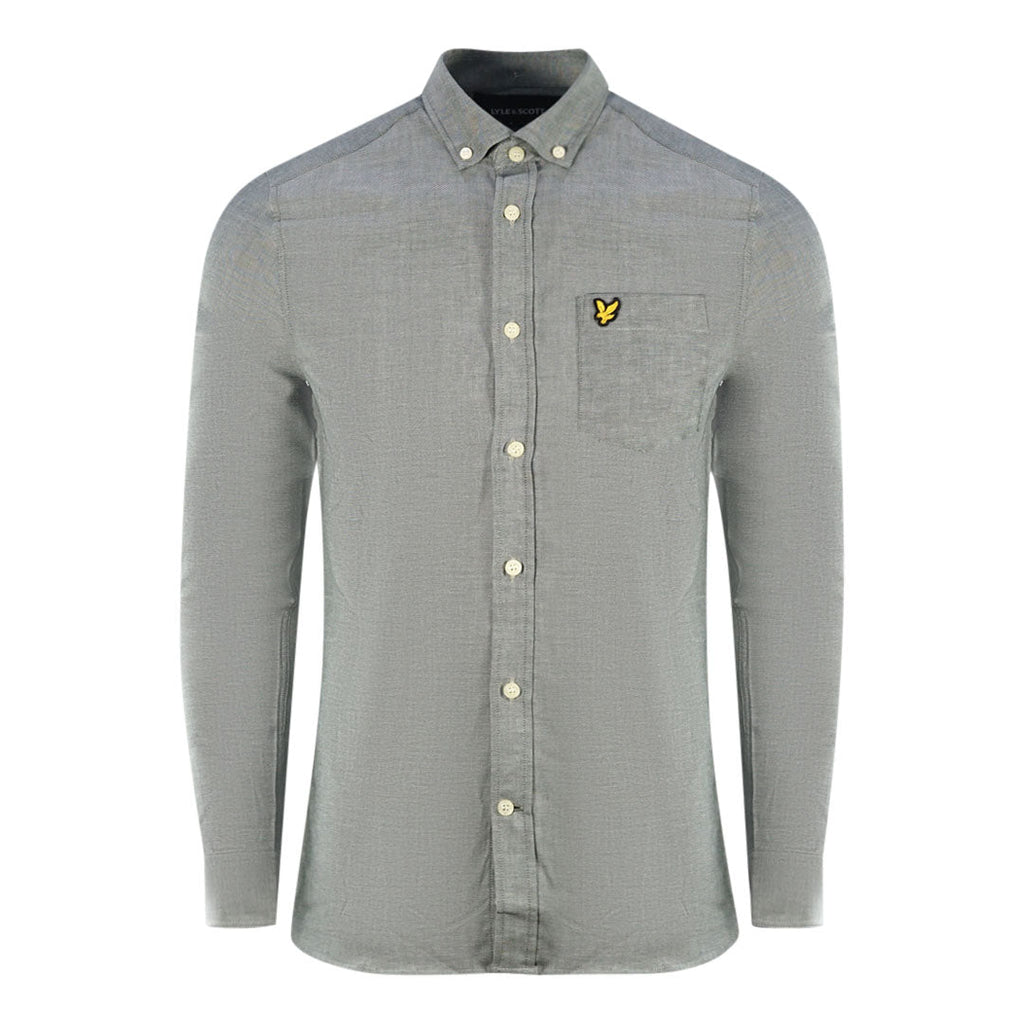 Lyle Scott Slim Fit Green Long Sleeved Oxford Shirt