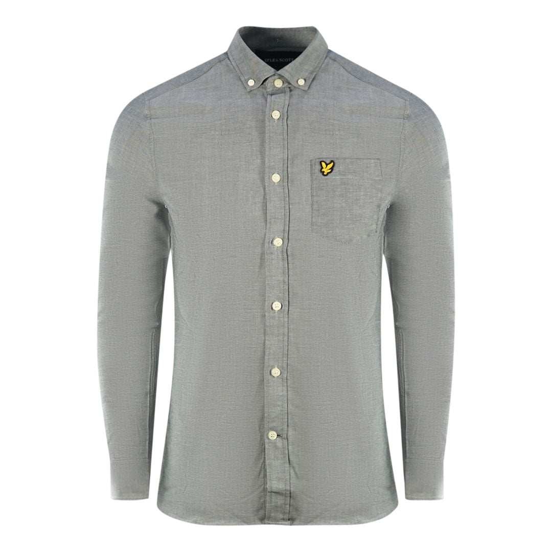 Lyle Scott Slim Fit Green Long Sleeved Oxford Shirt