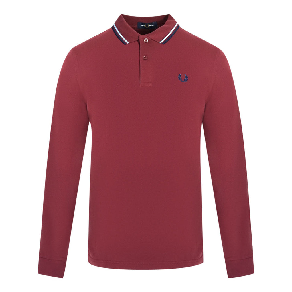 Fred Perry Twin Tipped Long Sleeve Red Polo Shirt M3636 D23