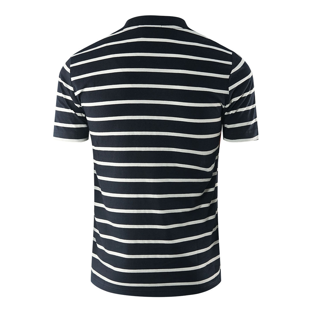Fred Perry Embroidered Stripe Navy Blue T Shirt