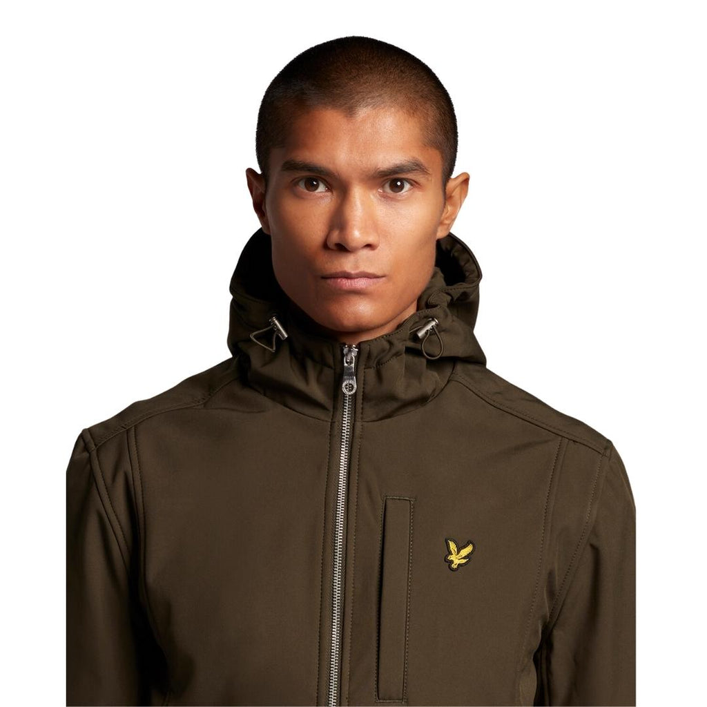 Lyle Scott Branded Logo Olive Hooded Softshell Jacket