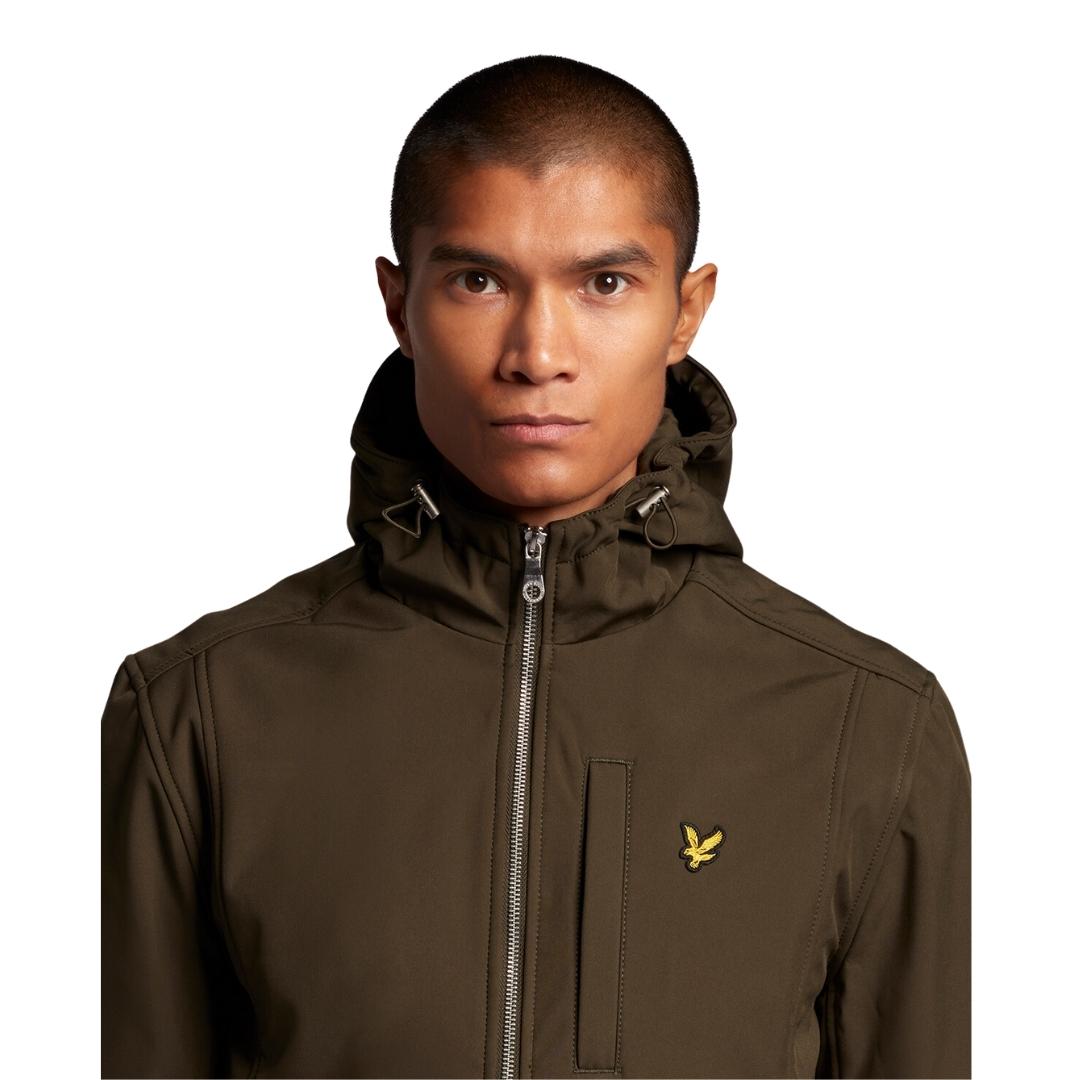 Lyle Scott Branded Logo Olive Hooded Softshell Jacket