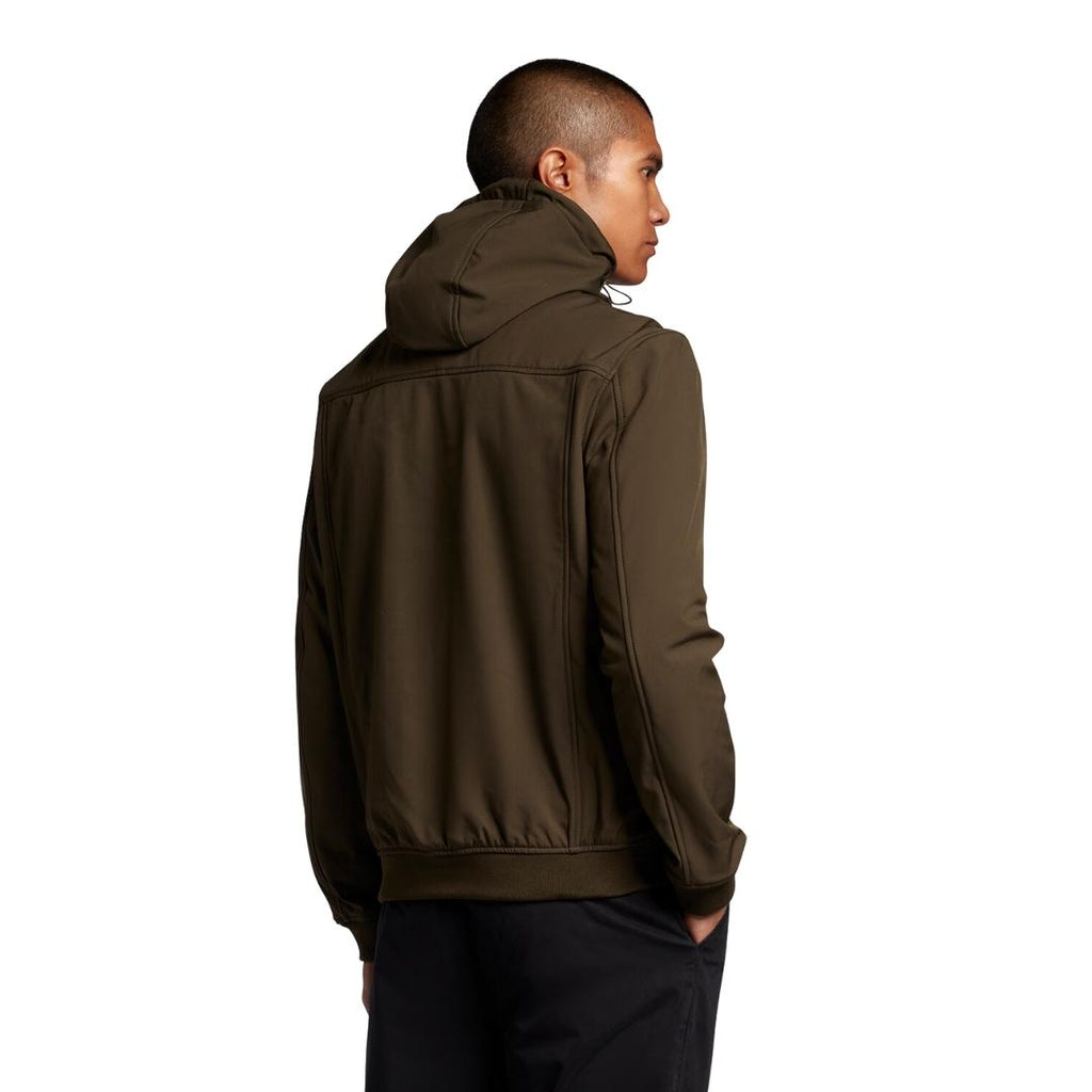 Lyle Scott Branded Logo Olive Hooded Softshell Jacket
