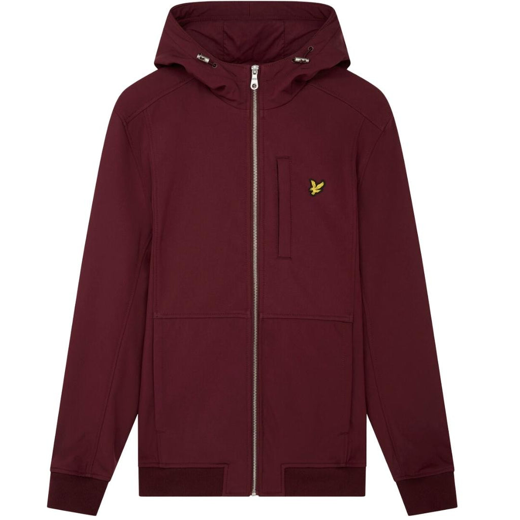 Lyle Scott Branded Logo Burgundy Hooded Softshell Jacket