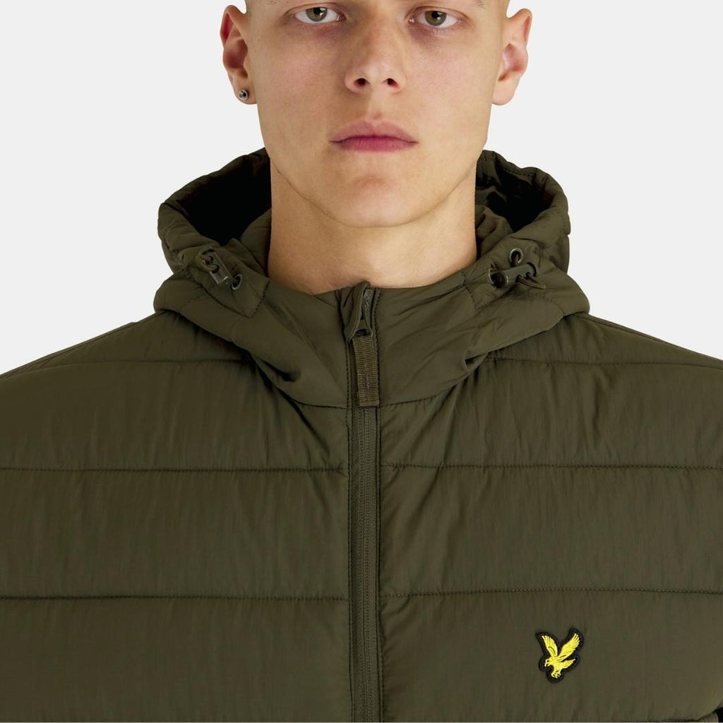 Lyle Scott Branded Olive Hooded Puffer Jacket