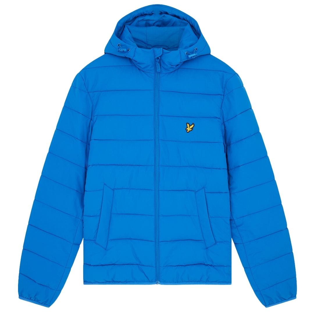 Lyle & Scott Branded Bright Blue Hooded Puffer Jacket JK1546V W489