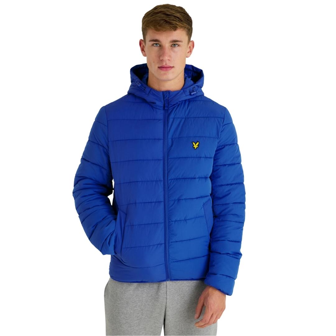 Lyle & Scott Branded Bright Blue Hooded Puffer Jacket JK1546V W489