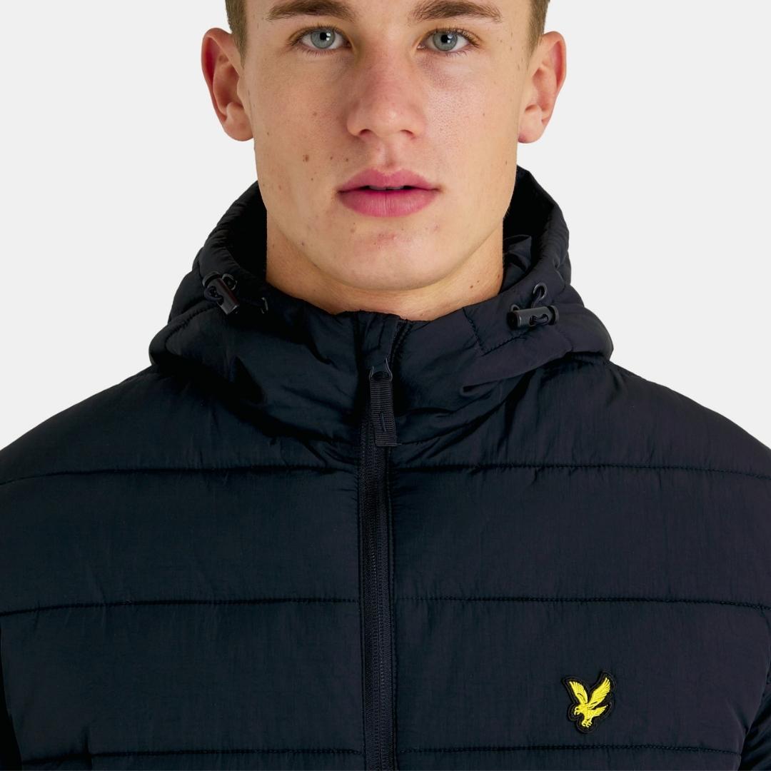 Lyle Scott Branded Dark Navy Hooded Puffer Jacket