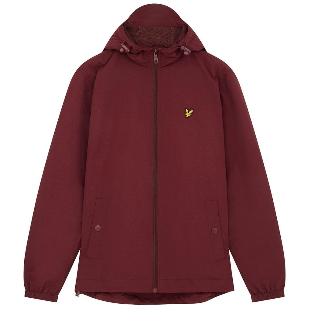 Lyle Scott Branded Burgundy Hooded Short Lightweight Jacket