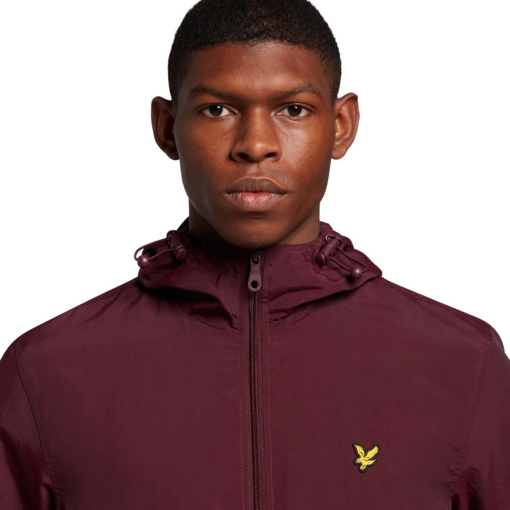 Lyle Scott Branded Burgundy Hooded Short Lightweight Jacket