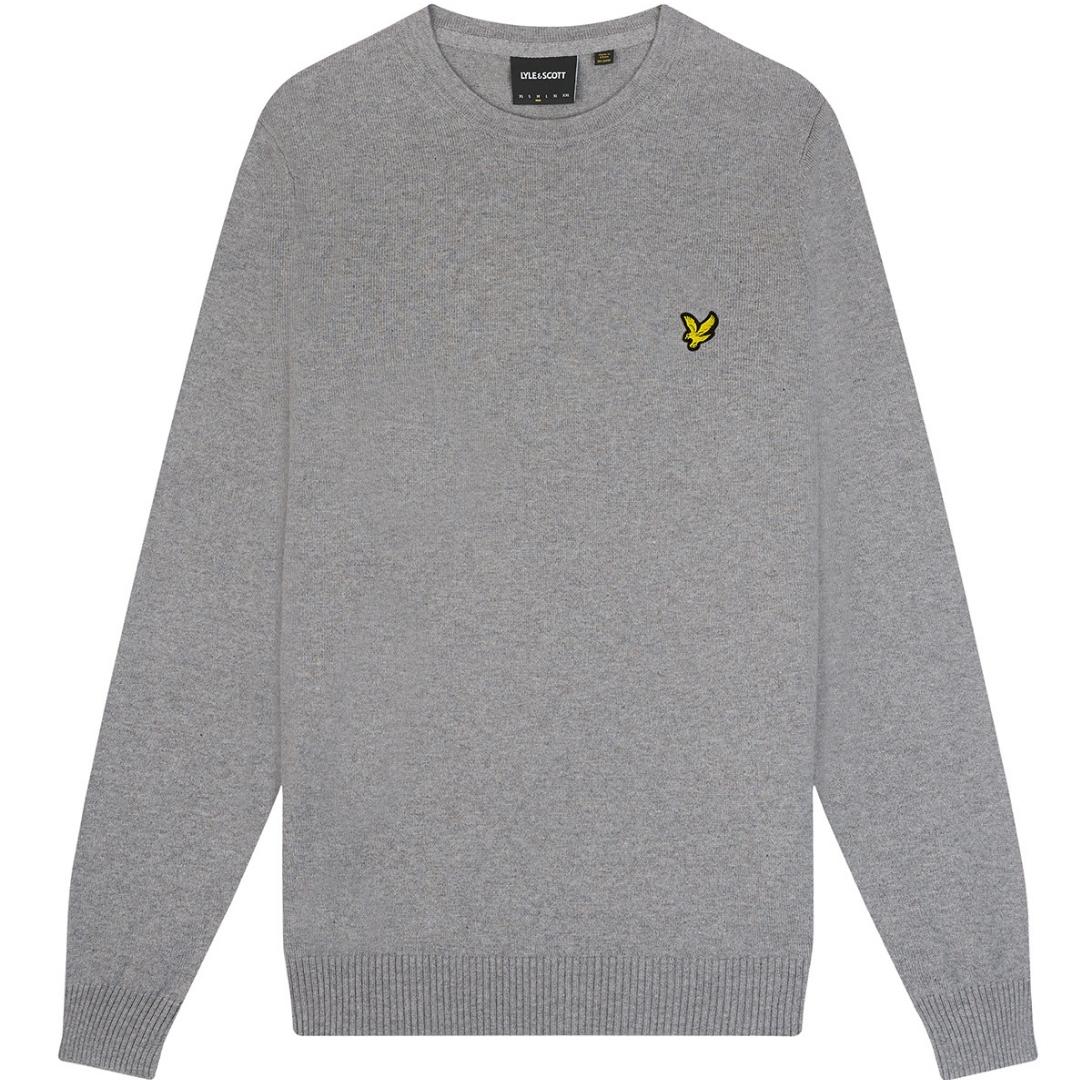 Lyle Scott Cotton Merino Mid Grey Marl Pull Over Jumper
