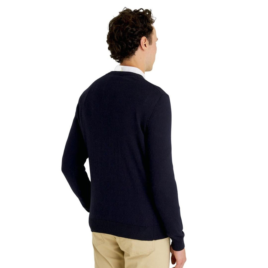 Lyle Scott Cotton Merino Dark Navy V Neck Jumper