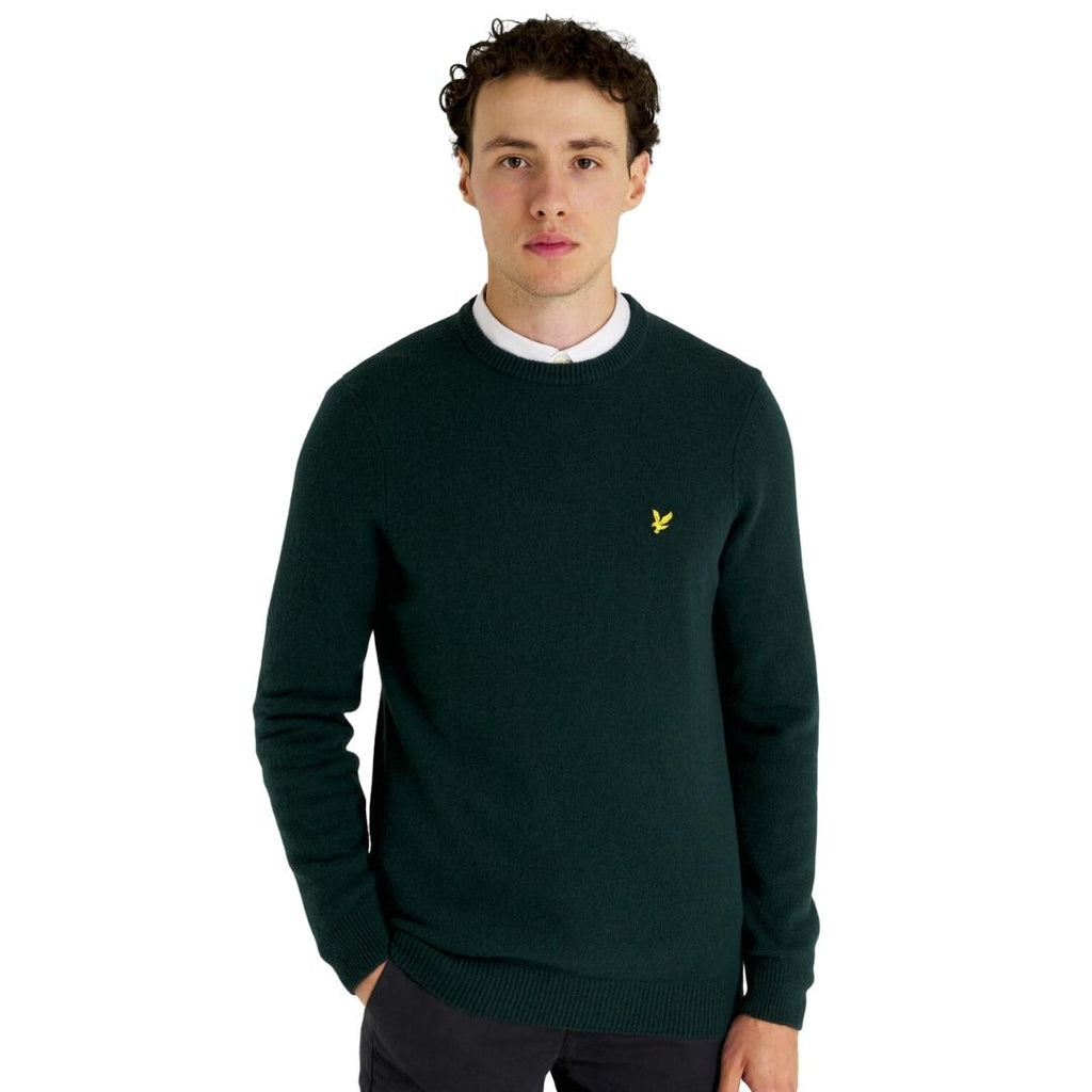 Lyle Scott Crew Neck Lambswool Dark Green Blend Jumper