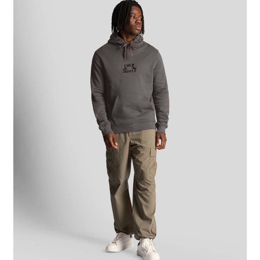 Lyle & Scott Embroidered Logo Gunmetal Pull-over Hoodie ML1918V W635