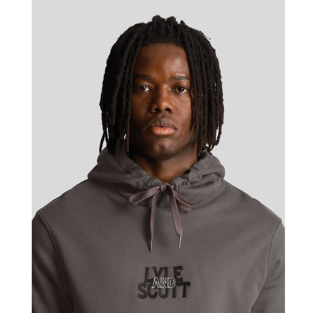 Lyle & Scott Embroidered Logo Gunmetal Pull-over Hoodie ML1918V W635