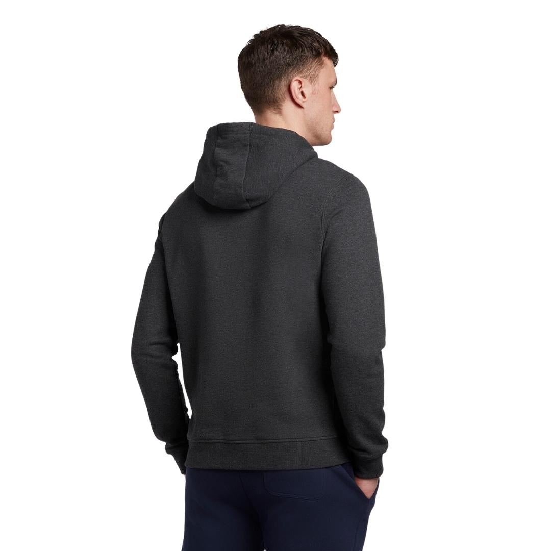 Lyle Scott Branded Charcoal Marl Pull Over Hoodie