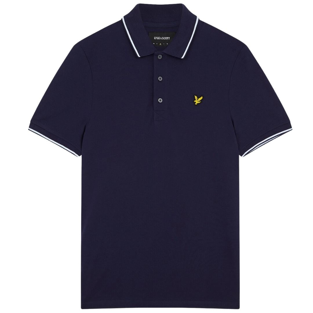 Lyle Scott Tipped Collar Dark Blue Polo Shirt