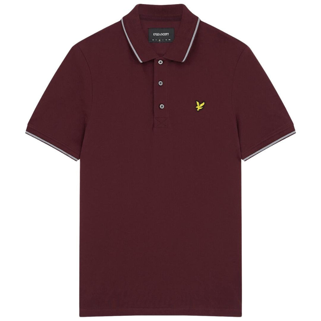Lyle Scott Tipped Collar Burgundy Polo Shirt