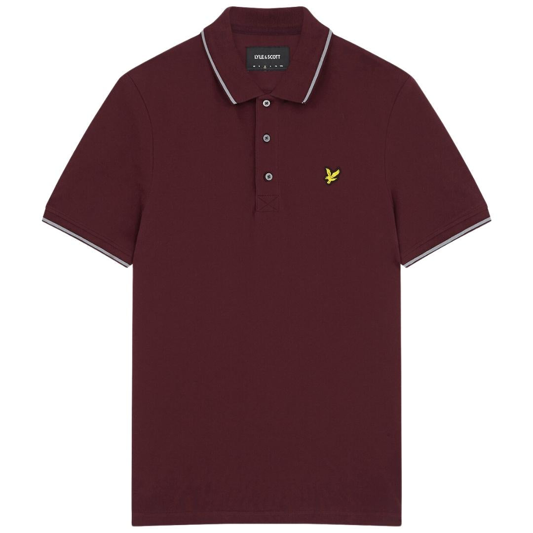 Lyle Scott Tipped Collar Burgundy Polo Shirt