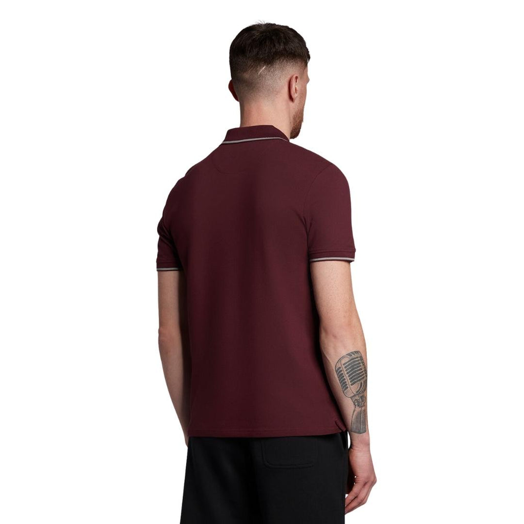Lyle Scott Tipped Collar Burgundy Polo Shirt