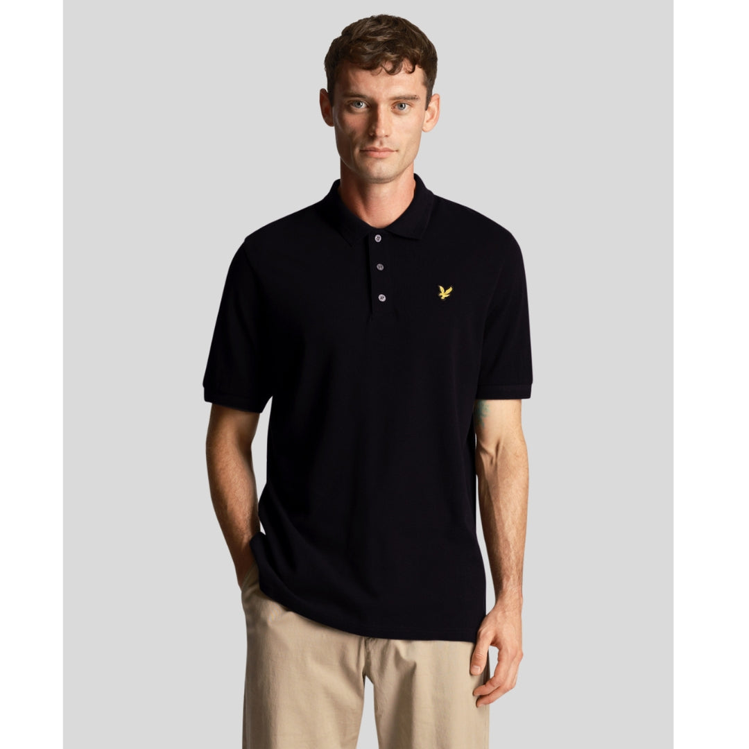 Lyle Scott Textured Tipped Black Polo Shirt