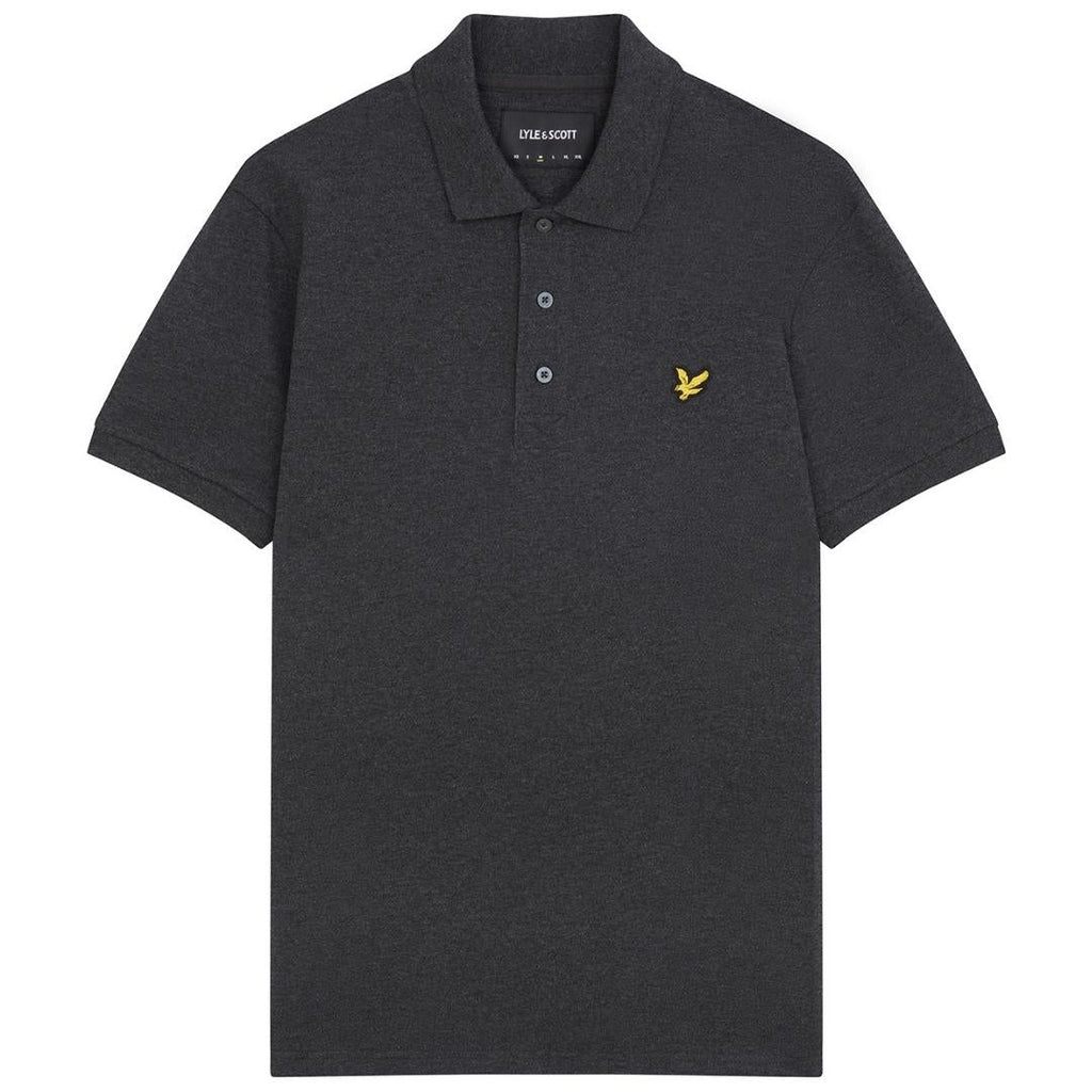 Lyle Scott Branded Chest Logo Charcoal Marl Polo Shirt