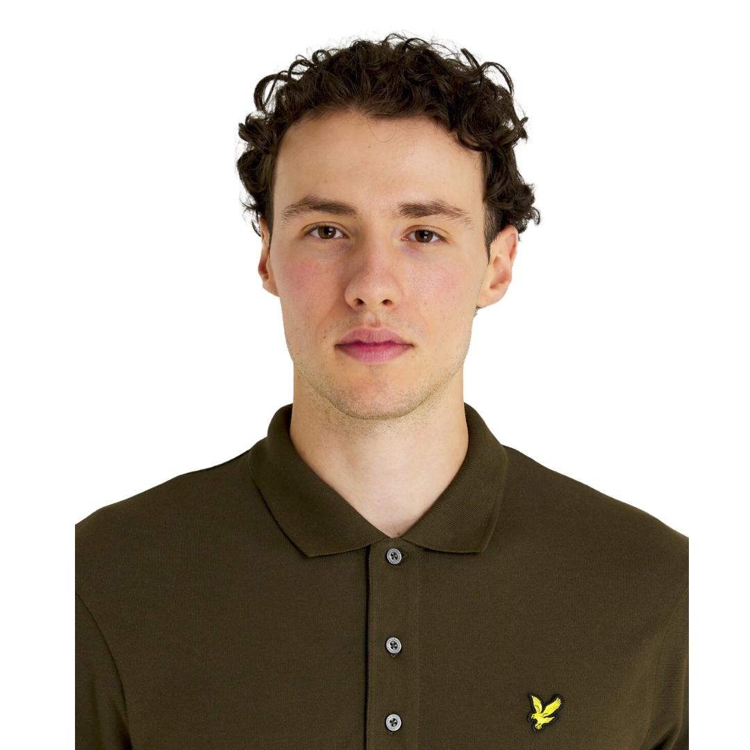 Lyle Scott Branded Chest Logo Olive Polo Shirt