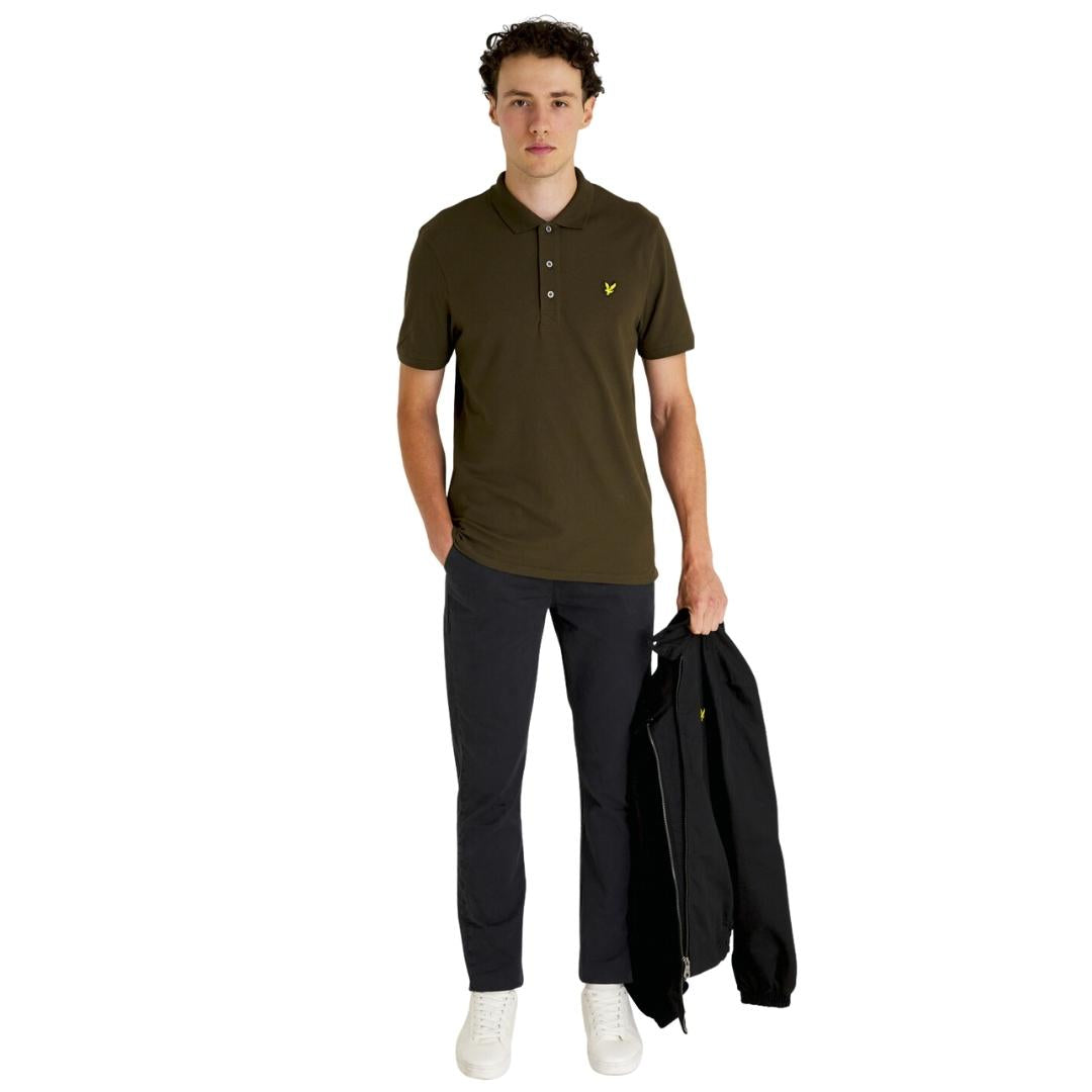 Lyle Scott Branded Chest Logo Olive Polo Shirt